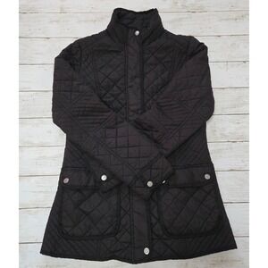 Tommy Hilfiger Quilted Barn Jacket Black Full Zip Stand Collar Women's Small